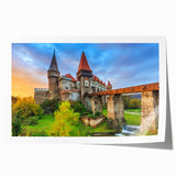 Extra large rolled print of a Romanian landscape with vibrant green and blue hues, ideal for art wall dining room.