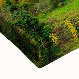 Black and white landscape art painting of a European mountainous scenery on large stretched canvas.