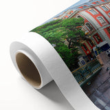 Art deco poster of St. Petersburg scenery in muted blues and grays on rolled canvas, ideal for nursery wall art.