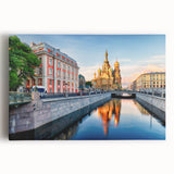 Black and white stretched canvas of St. Petersburg scenery, ideal for kitchen wall art or bedroom.