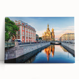 Black and white stretched canvas of St. Petersburg scenery, ideal for kitchen wall art.