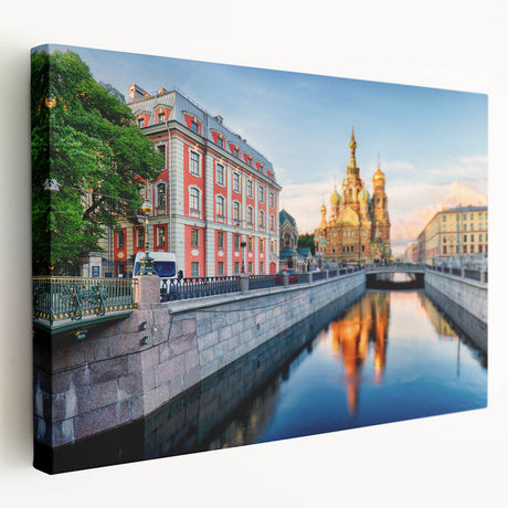 Large canvas print of a European cityscape in muted gray and blue tones, suitable for kitchen wall art.