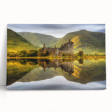 Black and white photograph of a Scottish landscape on stretched canvas, ideal for kitchen wall art.