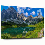 Large abstract acrylic print of a Slovakian landscape in muted earth tones, ideal for bedroom or dining room art.