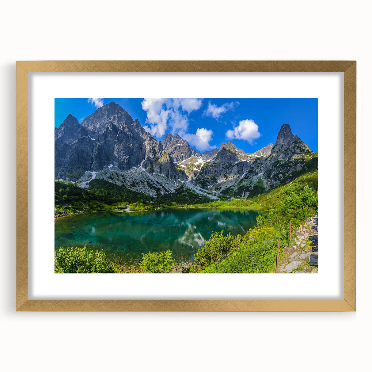 Abstract art print of a European scenery in Slovakia, featuring muted earth tones on a framed canvas.