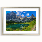 Extra large abstract art print featuring textured scenery of Slovakia in muted earth tones, framed in silver.