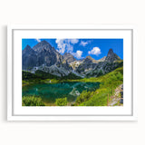 Textured abstract art print of a European scenery in Slovakia, displayed in a white frame with mat.