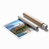 Extra large rolled print of a Slovenian landscape with vibrant greenery and floral foreground.