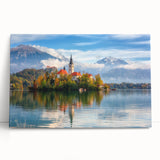 Black and white stretched canvas of a Slovenian landscape, ideal for kitchen wall art or bedroom ambiance.