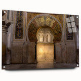 Acrylic print of an abstract European landscape in muted earth tones, ideal for dining room decor.