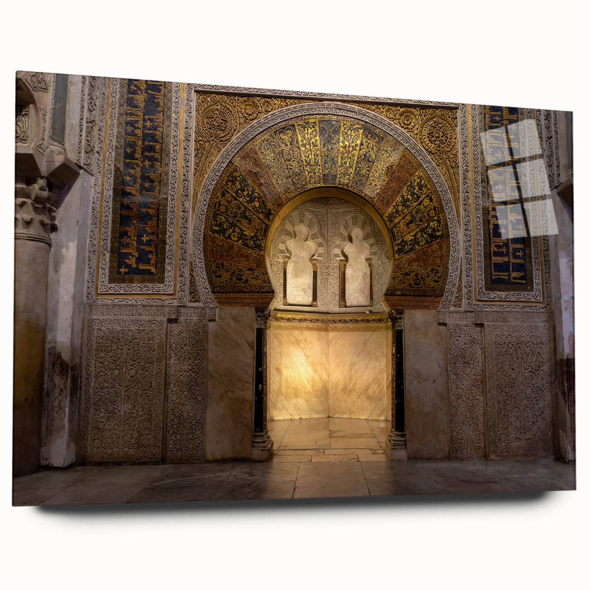 Large abstract wall art of Andalucia, Spain, in muted earth tones on acrylic glass, ideal for bedroom or dining room decor.