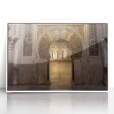 Framed acrylic print depicting a serene Andalucian landscape in muted earth tones, ideal for modern art wall decor.