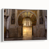 Framed canvas of a vintage-style Andalucian landscape in muted earth tones, perfect for bedroom wall art.