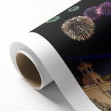 Art Deco poster of Barcelona scenery in pastel shades on rolled canvas, ideal for nursery wall art.