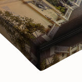 Black and white landscape art painting of Barcelona on stretched canvas, ideal for bedroom wall art.