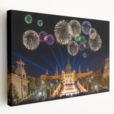 Large canvas print of Barcelona scenery in muted earth tones, ideal for kitchen wall art.