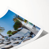 Extra large wall art featuring line art flowers in soft pastel shades on a rolled canvas, ideal for large living room decor.