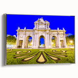 Framed canvas depicting a vintage-style Madrid landscape with muted earth tones.