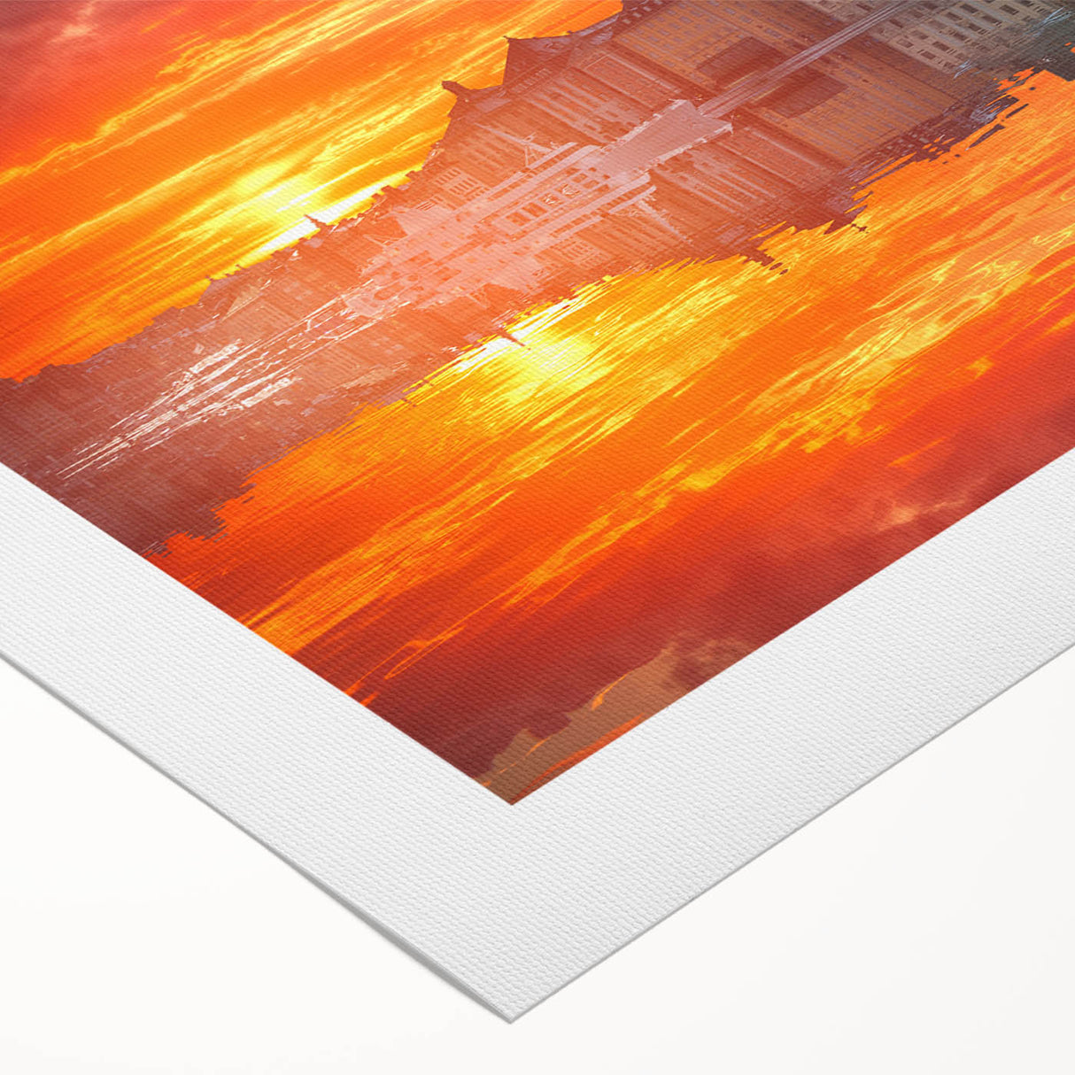 Art deco poster of Stockholm scenery in muted blue and yellow, rolled canvas, suitable for dining room wall art.