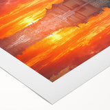 Art deco poster of Stockholm scenery in muted blue and yellow, rolled canvas, suitable for dining room wall art.