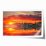 Extra large rolled print of Stockholm scenery with muted blue and gray tones, ideal for art wall dining room.