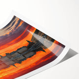 Extra large wall art featuring line art flowers in soft pastel shades on a rolled print.