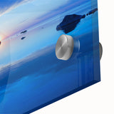 Large abstract wall art depicting a European Swedish landscape in muted earth tones on acrylic glass.