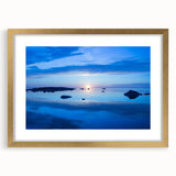 Extra large abstract art print of a textured European scenery in muted earth tones, framed in gold.