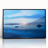 Large abstract wall art of a Swedish landscape in muted earth tones on a framed acrylic.