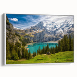 Vintage poster art of a European scenery on an extra large framed canvas, in colorful hues, perfect for living room decor.