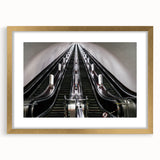 Extra large abstract art print featuring textured scenery of a European landscape, framed in gold.