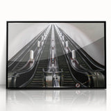 Large abstract wall art depicting a vibrant European landscape in acrylic, framed in black.