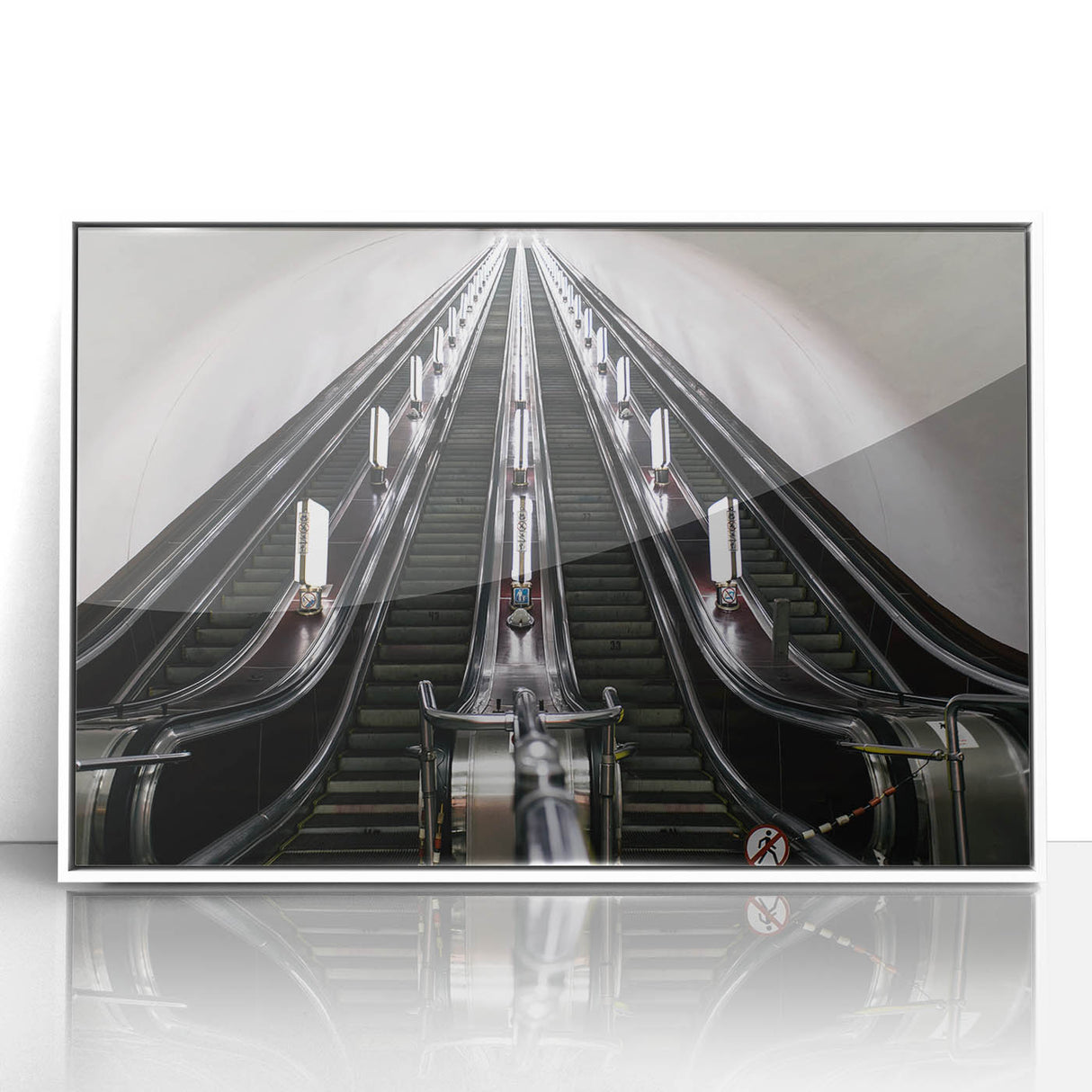 Art deco poster of a European Ukrainian scenery in muted pastel shades, framed in white acrylic, ideal for nursery wall art.