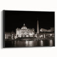 Black and white framed canvas of the Vatican landscape, ideal for bedroom wall art.