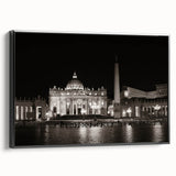 Black and white framed canvas of the Vatican landscape, ideal for bedroom wall art.