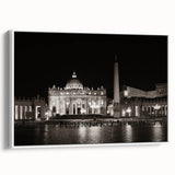 Vintage poster art of the Vatican on a framed canvas, featuring colorful art with black accents, ideal for living room decor.