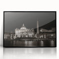 Large abstract wall art of the Vatican in muted black and gray tones on framed acrylic, suitable for modern art wall decor.