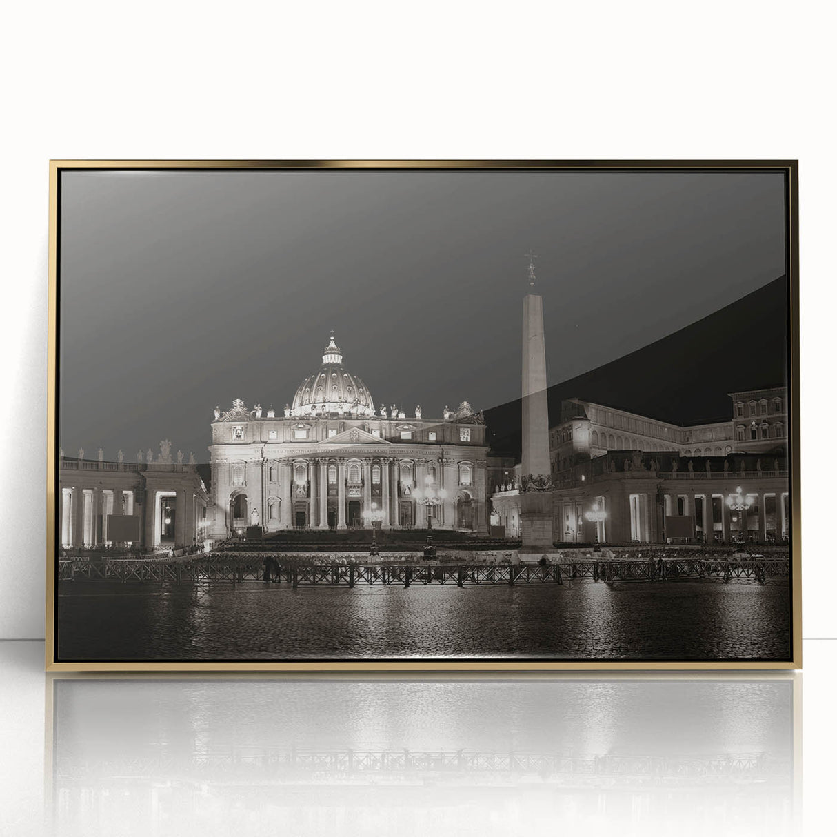 Large art print of the Vatican scenery in muted earth tones on a framed acrylic, perfect for modern art wall decor.