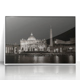 Art deco poster of the Vatican scenery on framed acrylic, with muted earth tones, ideal for modern art wall decor.
