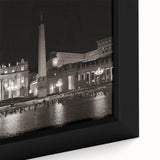 Black wall art featuring a textured depiction of the Vatican, with colorful accents on a framed canvas.