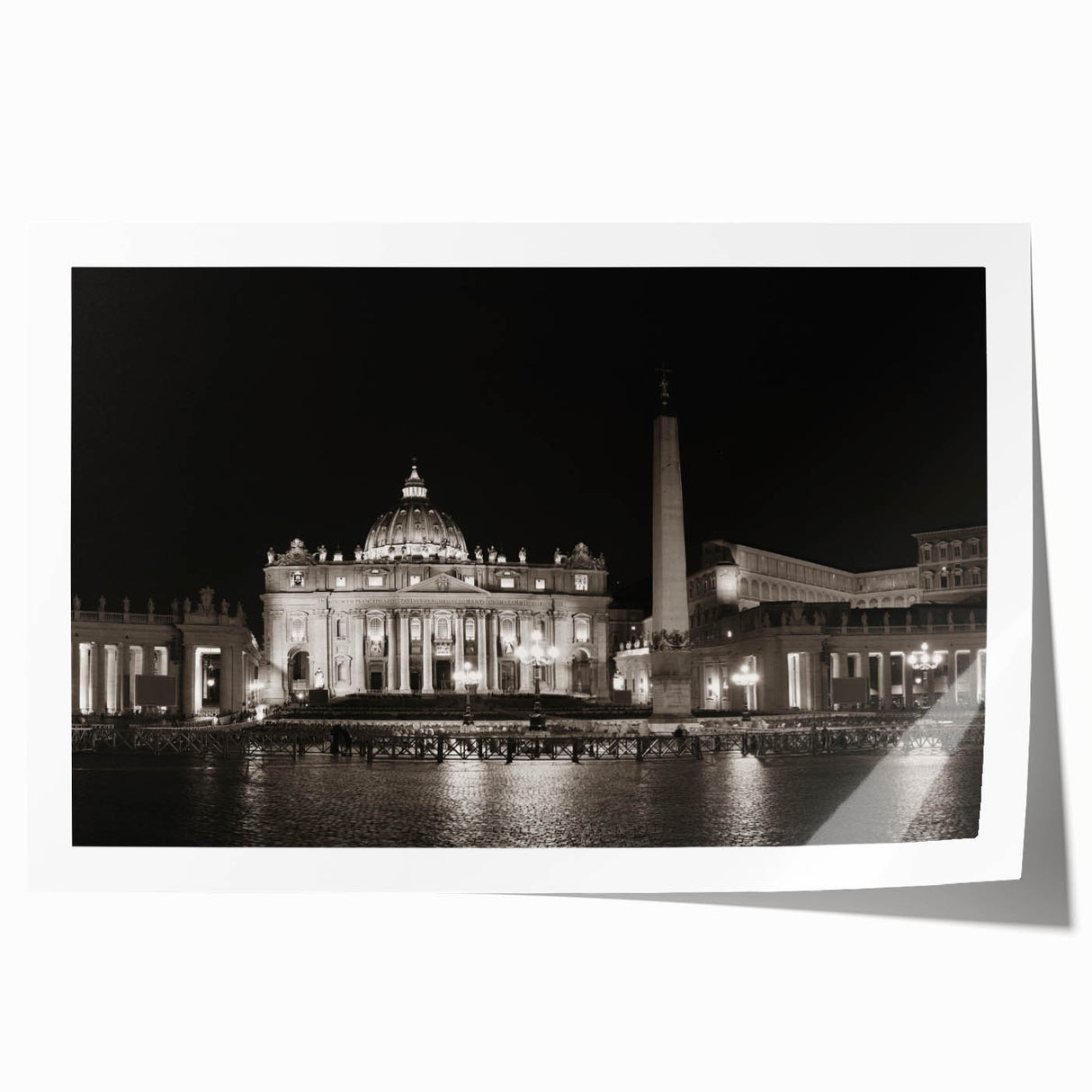 Vatican scenery in soft pastel shades on a large rolled print, suitable for dining room or bathroom decor.