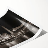 Extra large wall art featuring line art flowers over a muted scenery of the Vatican, printed on rolled canvas.