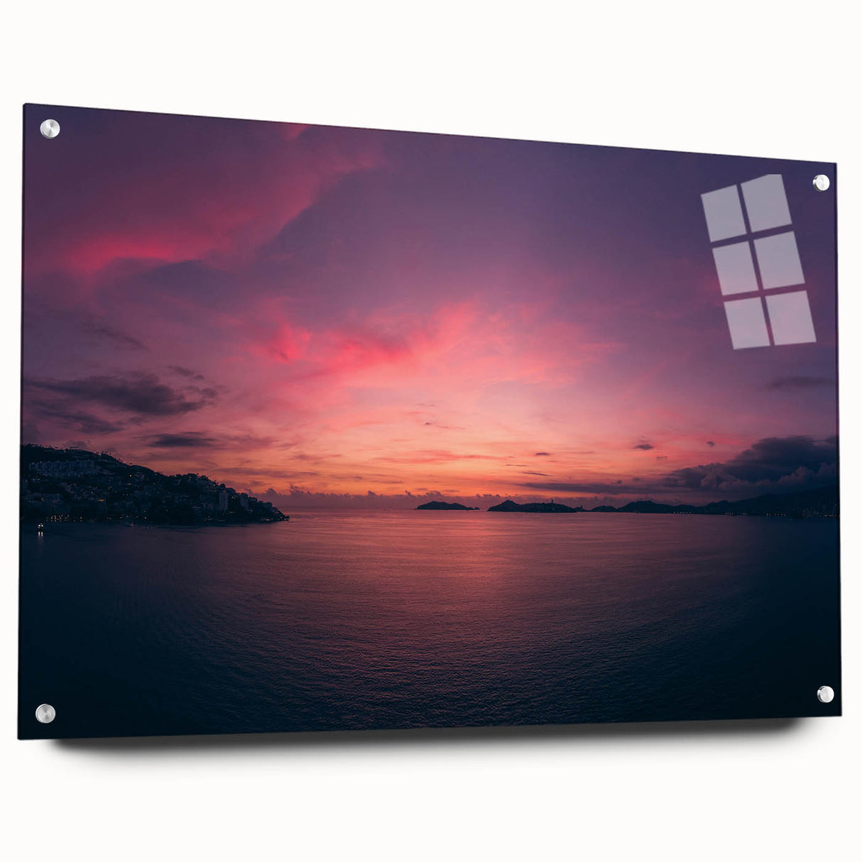 Acrylic print of an abstract Acapulco scenery in vibrant blue and green tones, ideal for dining room decor.