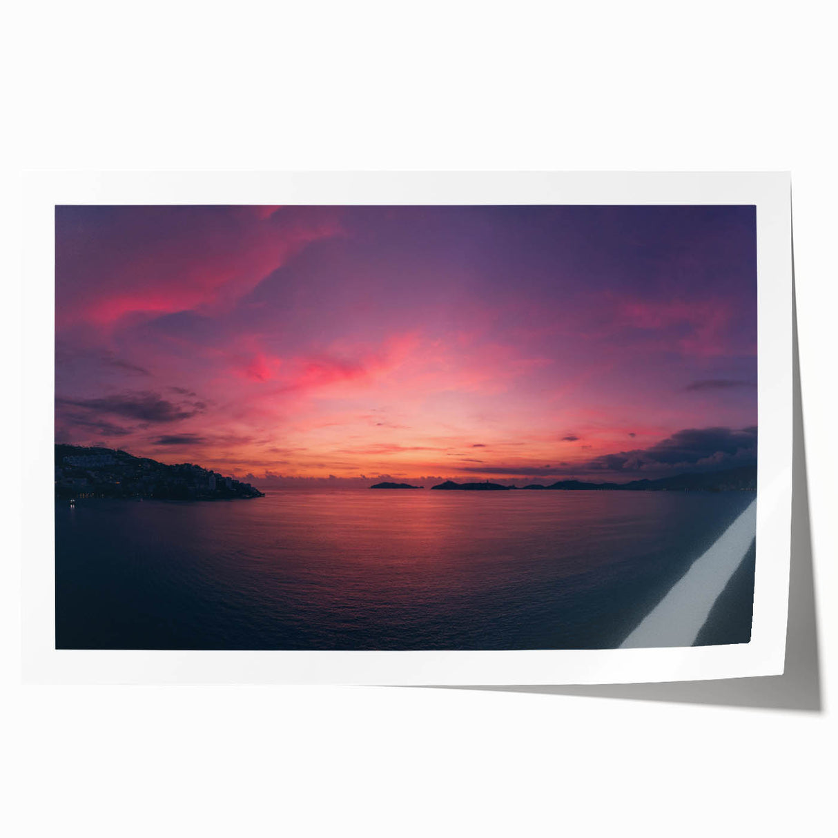 Extra large rolled print of Acapulco scenery with vibrant floral elements, ideal for art wall dining room decor.