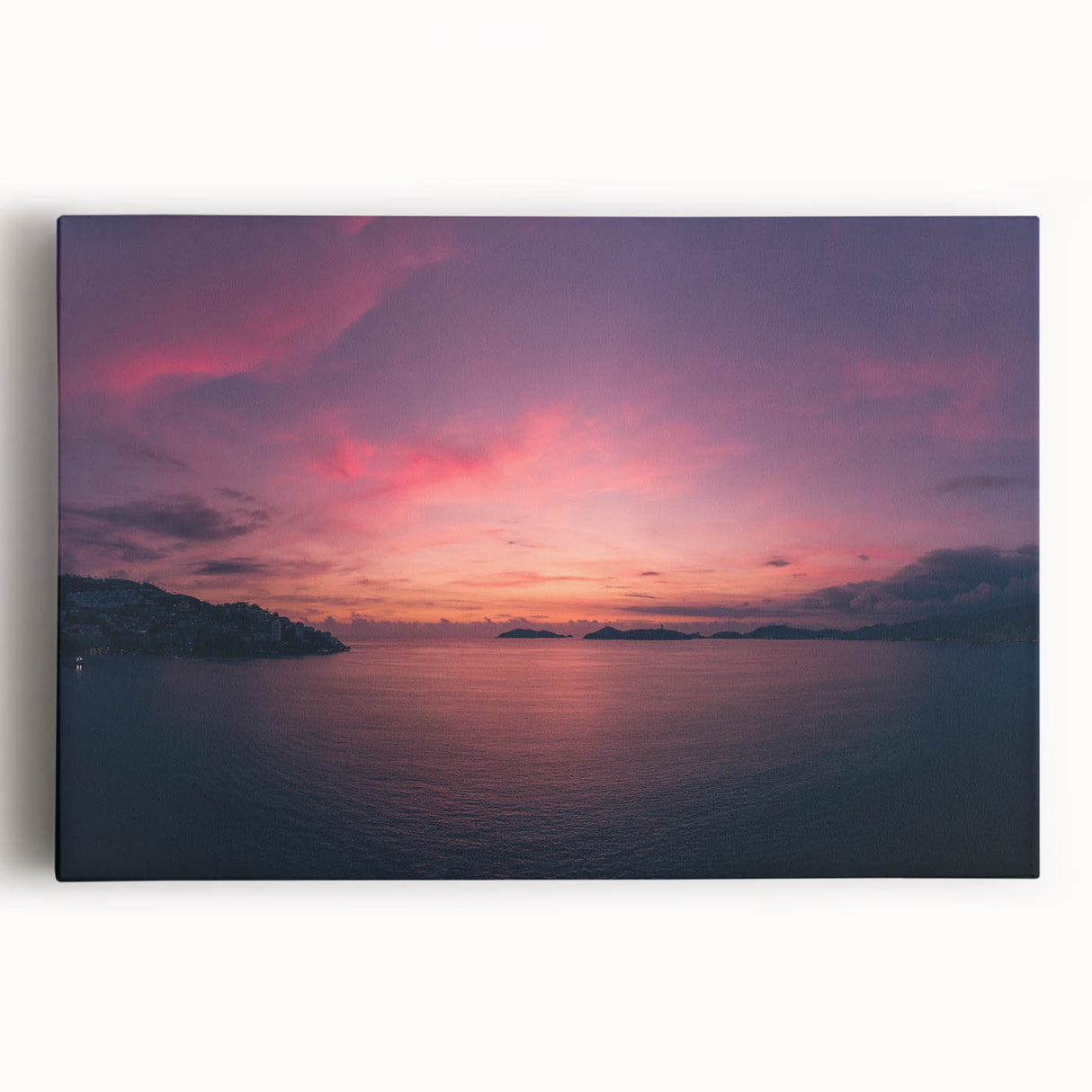 Black and white stretched canvas featuring an expansive view of Acapulco, ideal for kitchen wall art.