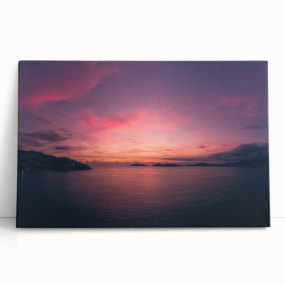 Black and white image of Acapulco scenery on large stretched canvas, ideal for kitchen wall art or bedroom decor.