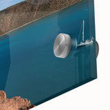 Large abstract wall art depicting Baja California scenery in muted earth tones on acrylic glass.