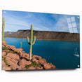 Large abstract wall art depicting the Baja California scenery in muted earth tones on acrylic glass.
