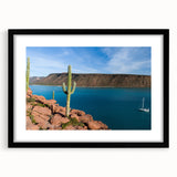 Extra large wall art depicting an abstract representation of Baja California in vibrant colors on a textured canvas.