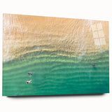 Large abstract wall art of Cabo San Lucas scenery in vibrant blues and greens on acrylic glass.